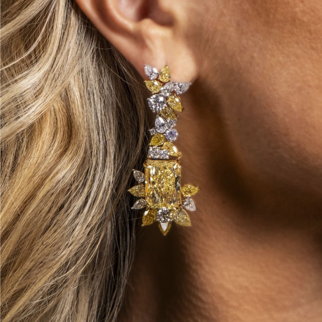 Natural Yellow Diamond Radiant Earrings 30.09ct